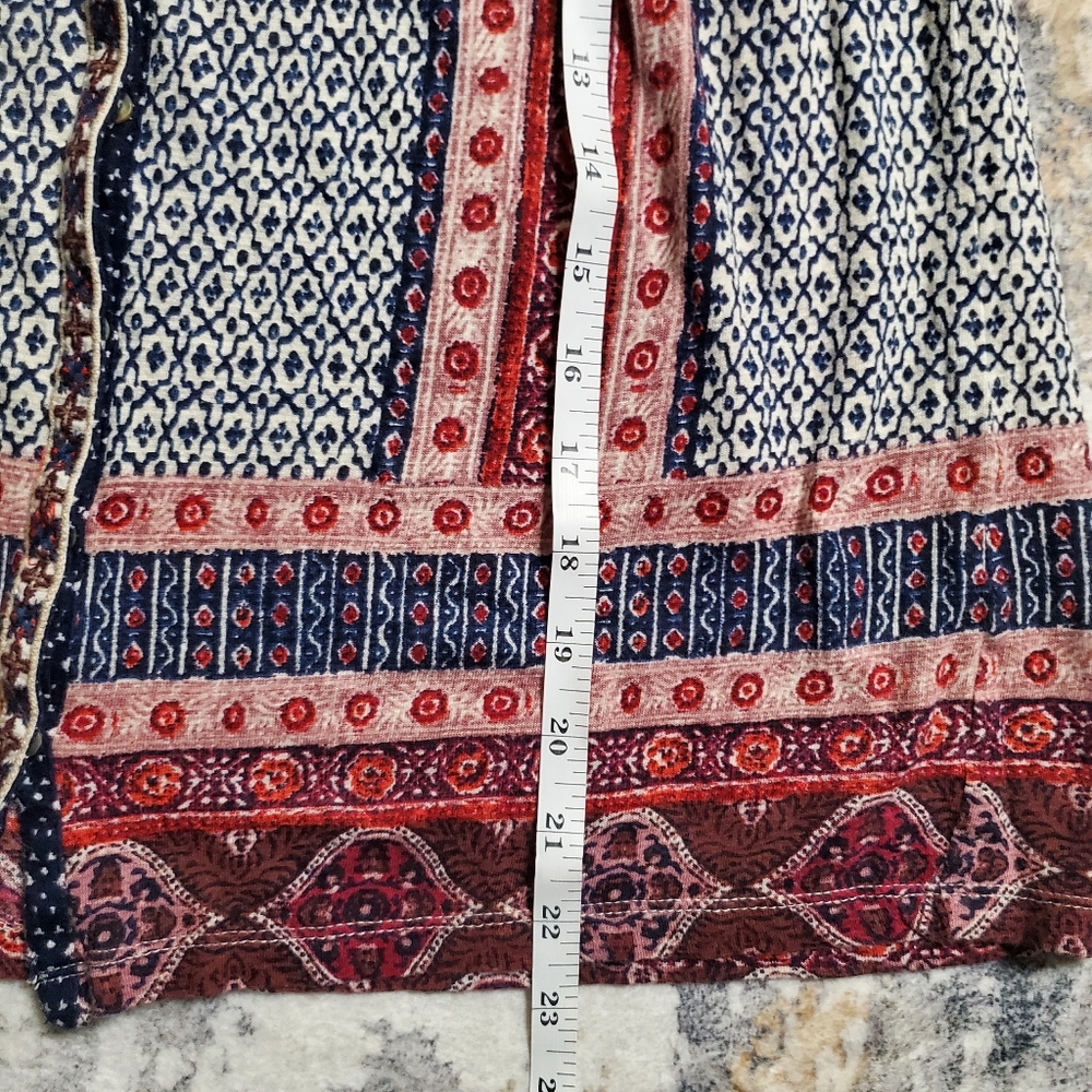 Lucky Brand Sleeveless boho button down tank Navy Blue and Red Size XS - Picture 10 of 15